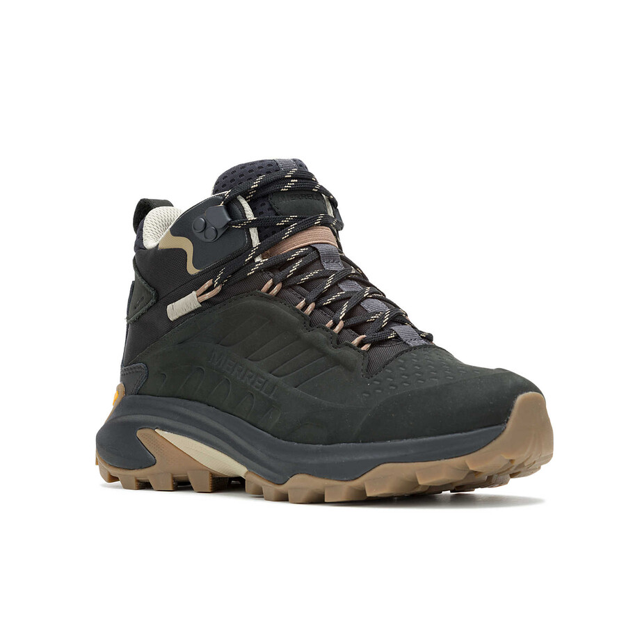 Ženski pohodniški čevlji moab speed 2 leather mid wp črne barve