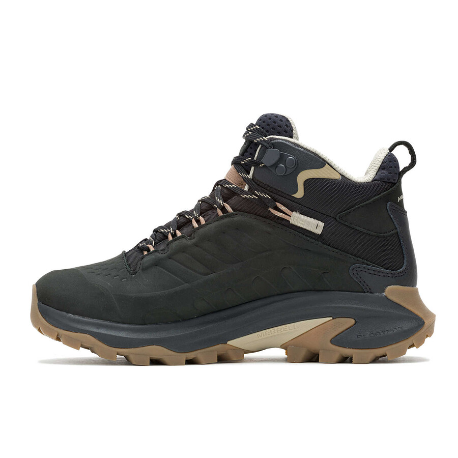 Ženski pohodniški čevlji moab speed 2 leather mid wp črne barve