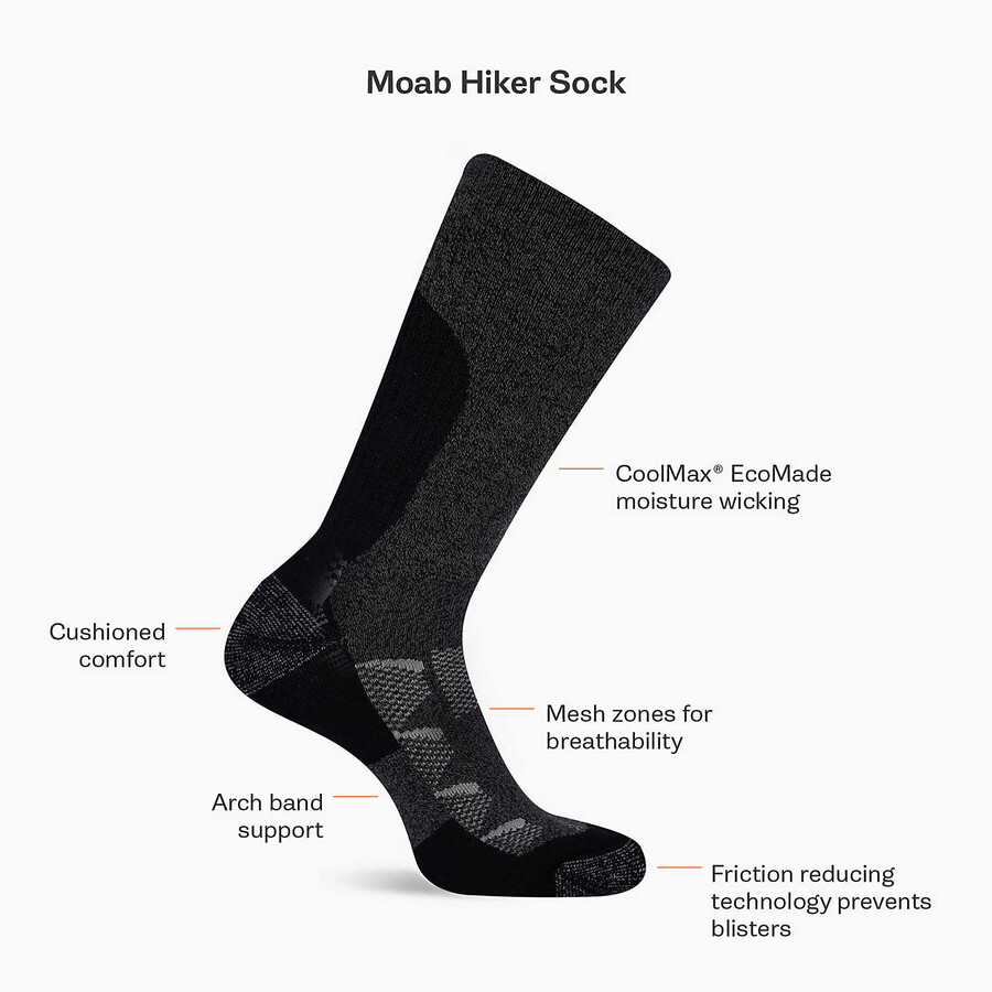 nogavice moab hiker crew - ogljeno rjave