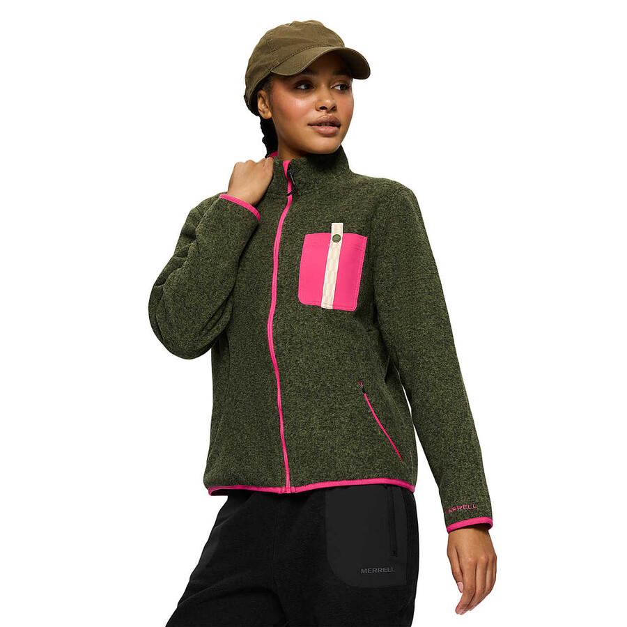 Ženske - jungle fleece full zip - pulover s kapuco z zadrgo brez kapucarja iguanabeetroot