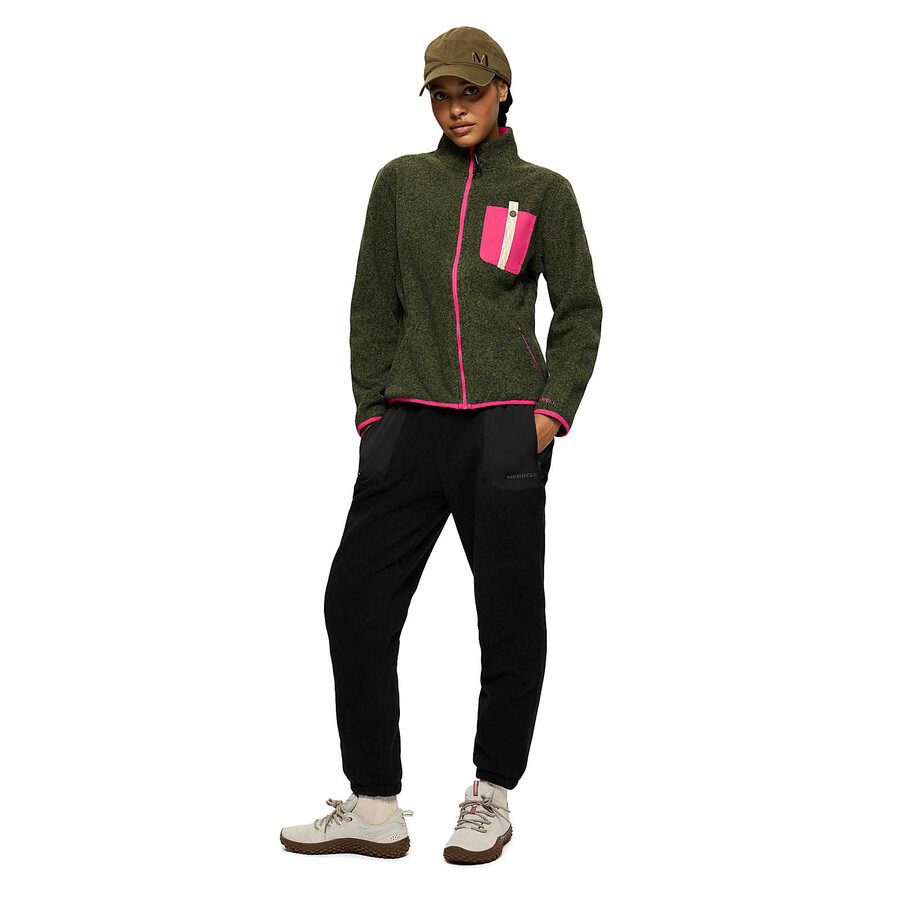 Ženske - jungle fleece full zip - pulover s kapuco z zadrgo brez kapucarja iguanabeetroot