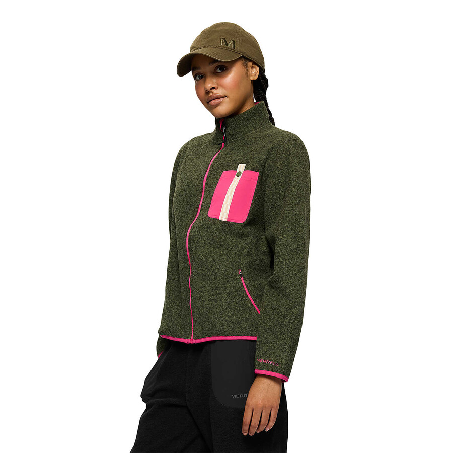 Ženske - jungle fleece full zip - pulover s kapuco z zadrgo brez kapucarja iguanabeetroot